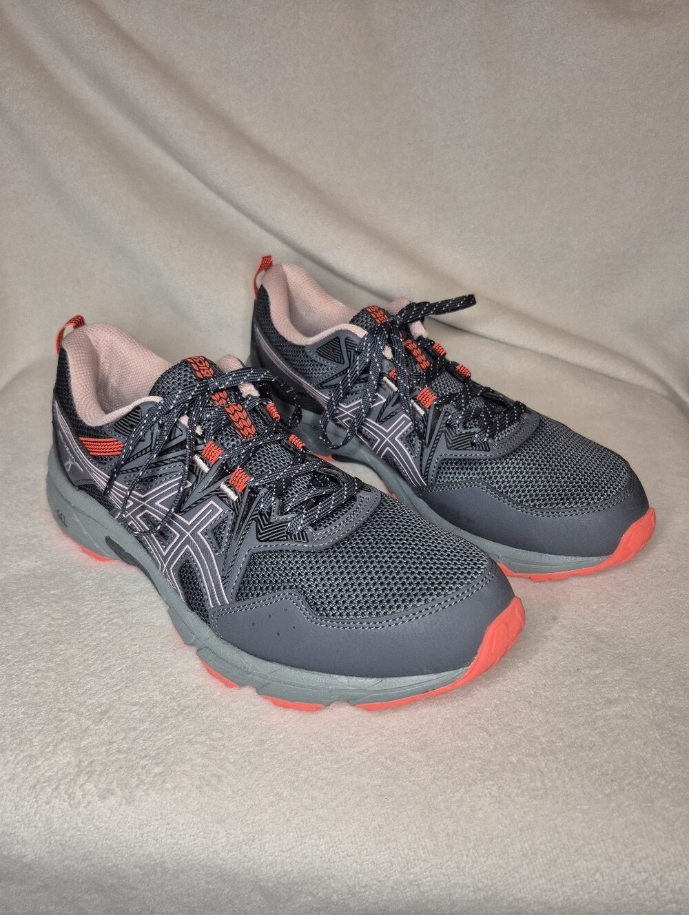 Asics "Gel Venture 8"- WOMENS 12 - Grey & Peach Trail Running Sneaker
